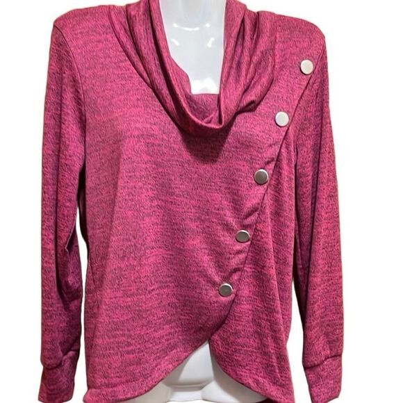 Notations Womens Top Sz XLP Heathered Rust Pullover Cowl Neck Asymmetrical NWT - Picture 1 of 6